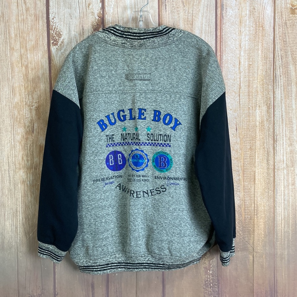 Vintage 1990’s Bugle Boy Gray/Black VNeck Cardigan Men’s Size Large